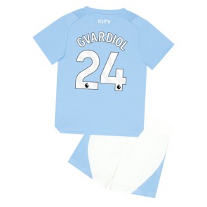 Lacne Dětský Futbalové dres Manchester City Josko Gvardiol #24 2023-24 Krátky Rukáv - Domáci (+ trenírky)